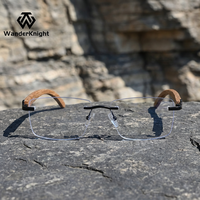 Montures de lunettes optiques en bois faites à la main avec logo personnalisé, de luxe, pour hommes, sans monture, charnières flexibles, verres transparents