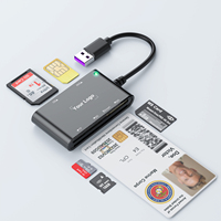 Lector de Tarjetas Inteligentes Rocketek USB 2.0 6 en 1 con Múltiples Puertos para Tarjetas SD/TF/Bancarias
