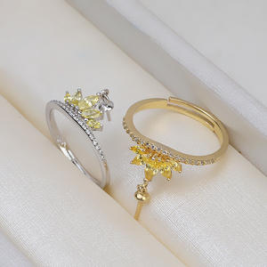 แหวนเงินแท้ S925 รูปมงกุฎแบบเปิด สำหรับผู้หญิง ปรับขนาดได้ ใช้ทำเครื่องประดับมุก DIY อุปกรณ์ตกแต่งเครื่องประดับ 255 ชิ้น - Product Image 3