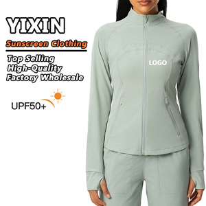 Nouveautés : Chemises de protection solaire à séchage rapide, fermeture éclair intégrale, col montant, longueur intégrale, protection UPF 50+, vêtements pour femmes adultes - Product Image 1