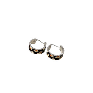 Yinruitai S925 Sterling <b>Silver</b> <b>Huggie</b> Earrings Flower Design Bezel Setting Everyday Wear - Product Image 5