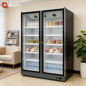 Refrigerador Comercial con <span class=keywords><strong>Puerta</strong></span> de Vidrio para Bebidas, Refrigerador de <span class=keywords><strong>Doble</strong></span> <span class=keywords><strong>Puerta</strong></span> para Exhibición de Bebidas para Supermercados - Product Image 1