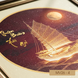 Handcrafted Gold Leaf Embossed Wall Painting Home Decor Art Saidboat Design Vietnam Manufacturer Model MV26-4 Size 60x60 cm - Product Image 5
