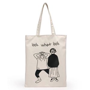 Custom Women's Custom Printed Eco-friendly Folding Shopping Canvas Tote <b>Bag</b> Letter Pattern Style - Product Image 3