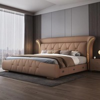 Großhandel Modernes Luxus-Polsterbett im neuen Design, Queen- und King-Size-Doppelbett mit Holzrahmen und erweiterbarem Stauraum, Schlafzimmermöbel