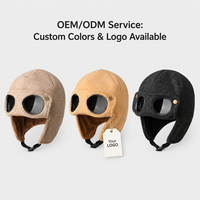 Chapeau d'aviateur tricoté chaud pour enfants avec logo personnalisé, cache-oreilles et lunettes, coupe-vent, pour l'extérieur