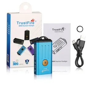 TrustFire senter led 3.7v USB tahan air, gantungan kunci EDC darurat dapat diisi ulang