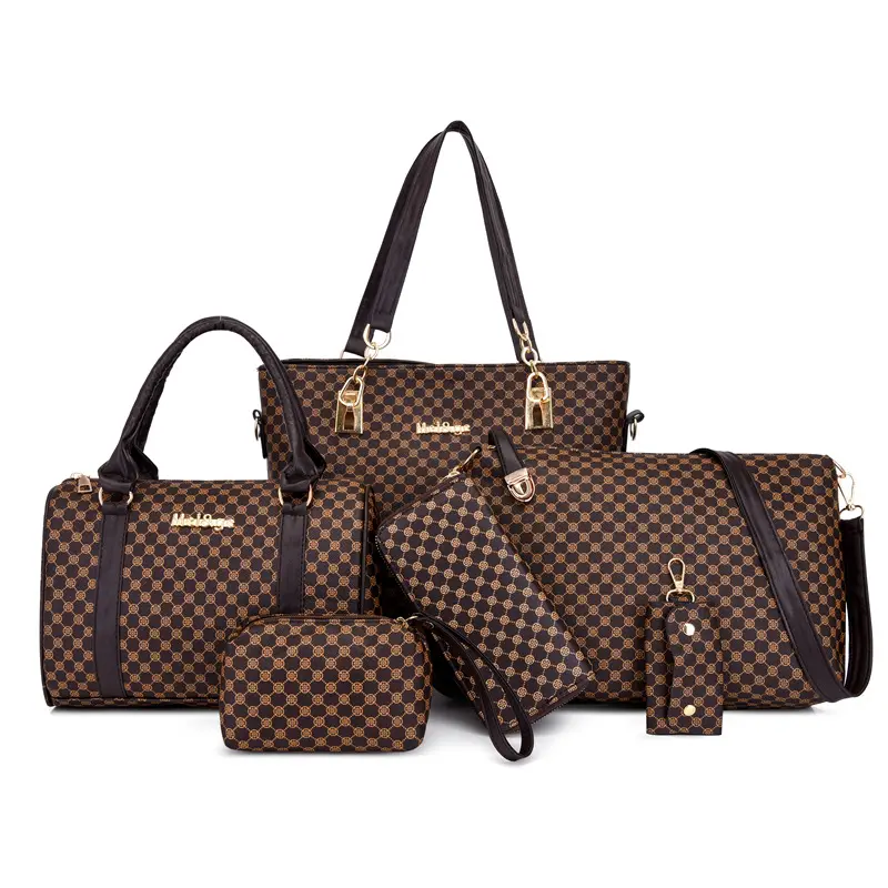New Arrival Designer Women Purses Bags 6 in 1 Handbags PU Leather bag composite bag handbag with wallet