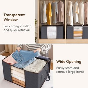 4-Pack Minimalist Design Quilt Storage Bag <b>Set</b> <b>Square</b> Firm Fabric Blankets Bedding for Bathroom Use 120L Capacity Eco-Friendly - Product Image 3