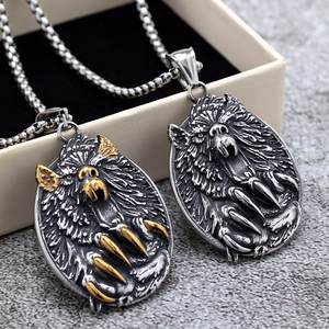 Collar con Colgante de Lobo de Acero Inoxidable Estilo Nórdico Retro, Amuleto Animal Unisex, Joyería de Regalo - Product Image 1