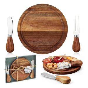<span class=keywords><strong>Planche</strong></span> à découper en bambou antibactérien, portable pour l'extérieur, avec ensemble couteau et fourchette, idéale comme cadeau de baptême ou plateau à fromage - Product Image 4