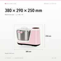 Robot pâtissier électrique 5L en acier inoxydable pour usage domestique avec crochet pétrisseur et design à levage de bol, mini-mixeur alimentaire avec kit d'accessoires