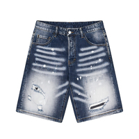 Shorts en jean streetwear pour hommes, en coton, effet éclaboussures de peinture, délavé à l'acide, patchwork, mode décontractée d'été, vente en gros fabricant