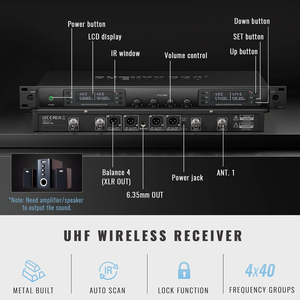 4 Four Channel SM 58 Ksm8/9 Handheld Lavalier <b>Mic</b> Professional UHF <b>Wireless</b> Microphone for Church - Product Image 3