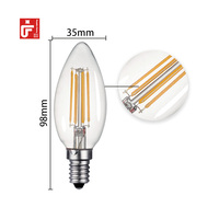 Vente en gros d'ampoules LED vintage Edison E27 E26 petite ampoule bougie C35 F35 2w 4w LED filament ampoule à flamme confortable