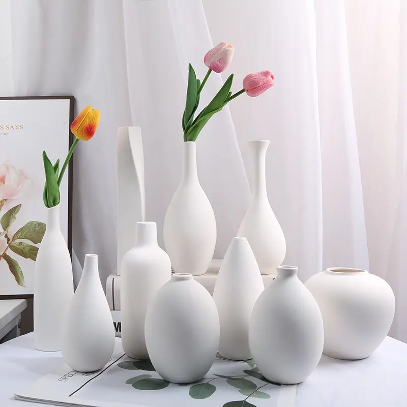 Klassieke Witte Keramische Vazen Hoge Vazen Voor Bloemen Voor Decoratie In De Woonkamer