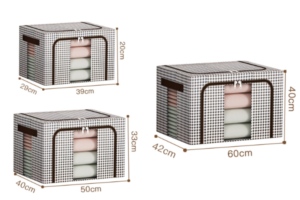 Armoire <span class=keywords><strong>de</strong></span> rangement pliable en tissu à motif <span class=keywords><strong>pied</strong></span>-<span class=keywords><strong>de</strong></span>-<span class=keywords><strong>poule</strong></span> rectangulaire, grande capacité, organisateur <span class=keywords><strong>de</strong></span> vêtements, boîte <span class=keywords><strong>de</strong></span> rangement pour vêtements, résistante à l'humidité - Product Image 6