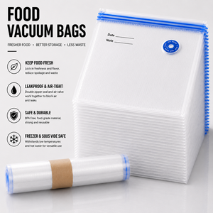 Bolsas Rectangulares de Plástico PE Reutilizables para Almacenamiento al Vacío de Alimentos, Sellado Hermético para Conservación de Alimentos en Cocina, Aptas para Sous Vide - Product Image 1