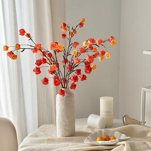 Fleurs artificielles en soie orange, branche unique, haute simulation, décoration du Nouvel An chinois - Product Image 1