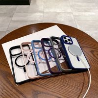Coque de téléphone magnétique transparente avec cadre d'appareil photo métallique détachable pour iPhone 16 17, anti-rayures et protection intégrale