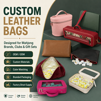 Sac de transport portable pour tuiles de Mahjong américain, sac en cuir souple grainé, accessoires pour soirées de jeu et rassemblements