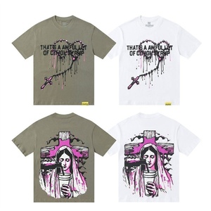 T-shirt da uomo casual hip hop in cotone traspirante, vestibilità ampia, <span class=keywords><strong>stile</strong></span> americano <span class=keywords><strong>retrò</strong></span> con lettere, estiva, di tendenza high street, Syrup - Product Image 3