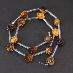 SB6722-5 <span class=keywords><strong>Pietra</strong></span> <span class=keywords><strong>Occhio</strong></span> <span class=keywords><strong>di</strong></span> <span class=keywords><strong>Tigre</strong></span> Intagliato Fiore della Rosa Perline Focale - Product Image 1