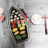 Plateau à sushi grand format – Couvercle anti-buée en plastique jetable pour traiteur et service buffet