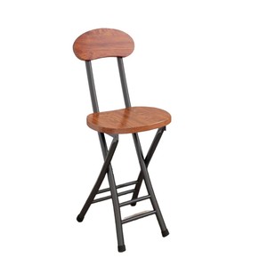 Chaise pliante avec siège en bois, cadre en métal, tabouret rond, usage domestique, design minimaliste pour adultes, pliable - Product Image 5