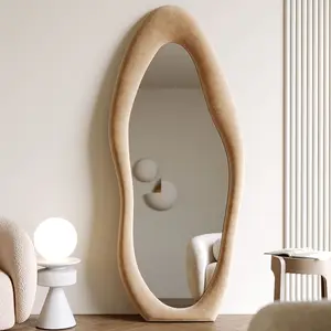 مرآة عائلية كلاسيكية طويلة بشكل غير منتظم قابلة للتخصيص واقفة على الأرض، مرآة لمتاجر الملابس الشمالية، مرآة، مرآة