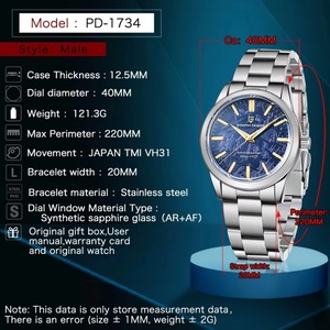 Reloj de Pulsera de Cuarzo PAGANI DESIGN PD1734, Reloj de Lujo para Hombre, Acero y Zafiro, Resistente al Agua 100M, Reloj de Buceo, Reloj Hombre PD1734 - Product Image 6
