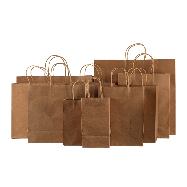 High Quality Kraft Paper Bag Luxury Handles Craft Kraft Paper Carrier Shopping Bag In Stock
