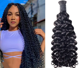 Cheveux humains Remy 1B double drawn pour tressage, 12-26 pouces, 100g, cuticules alignées, bouclés profonds, pour tresses bohèmes - Product Image 5