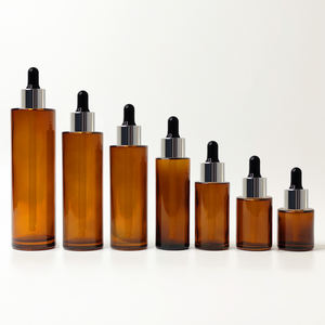 Косметическая упаковка Янтарная стеклянная бутылка с золотой крышкой капельницы 100 мл Роскошная индивидуальная стеклянная бутылка капельница с логотипом - Product Image 5
