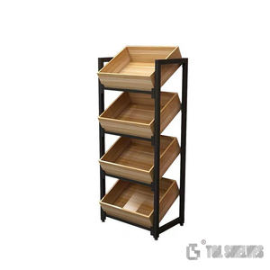 رف عرض خشبي متين من 4 طبقات بدعامات معدنية: ارتقِ بعرض الفواكه والخضروات في متجرك - Product Image 2