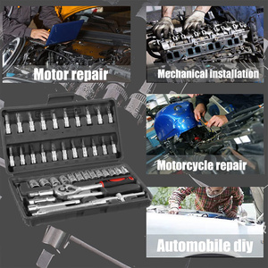 46pcs Car Repair Tool Kit Ratchet Torque <b>Wrench</b> Spanner Screwdriver Socket Set for Auto Repairing T8470BK 46pcs Car Repair Tool - Product Image 4