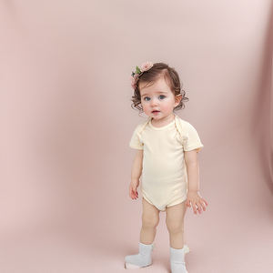 Nova Chegada 2025 - Softest Algodão Orgânico Tecido Escovado Bodysuits Bebê Curto Macacão - Product Image 2