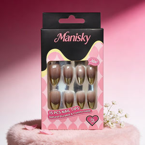 Lot de 15 <span class=keywords><strong>faux</strong></span> <span class=keywords><strong>ongles</strong></span> à presser de haute qualité, style français, en ABS, avec <span class=keywords><strong>colle</strong></span> gelée personnalisée, forme amande – Nouvelle collection - Product Image 4