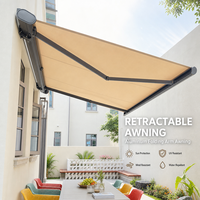 Auvent rétractable électrique à bras pliable, tissu polyester de qualité supérieure, résistant aux intempéries, pour terrasse