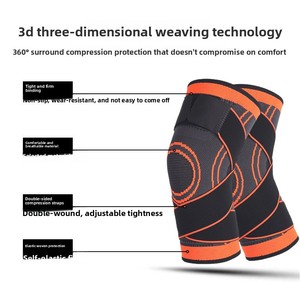 Genouillère de compression en nylon tricoté élastique avec sangles réglables pour le soutien pendant la course - Product Image 4