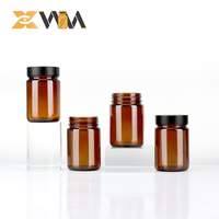 Bouteilles en verre ambré à large ouverture pour capsules, suppléments alimentaires, emballages vides, tailles personnalisées