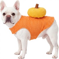 Costume d'Halloween pour chien motif citrouille mignon, gilet sans manches en velours côtelé doux avec citrouille 3D, respirant, confortable, fermeture facile, vêtements pour animaux de compagnie