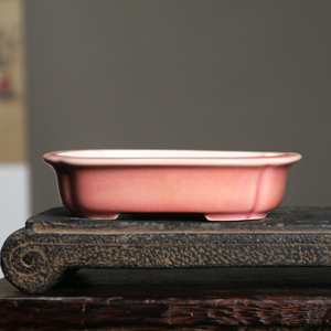 Maceta de Cerámica para Bonsái, Rectangular, Pequeña, Color Quince Claro, Estilo Japonés - Product Image 1