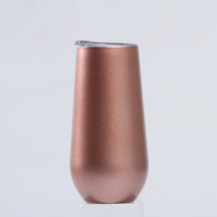 Mug de voyage isotherme moderne en acier inoxydable écologique de 6 oz avec couvercle, portable, pour boissons chaudes/froides, aliments, eau, vin, cocktails (6-12)