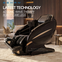 Fauteuil de massage à ondes soniques haut de gamme avec mécanisme supérieur et double balançoire pour les jambes |   Fauteuil inclinable zéro gravité avec étirement complet du corps