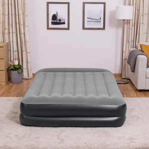 67401 Kasur Angin Lipat Modern Portabel Ganda dengan Pompa Terintegrasi, Mengembang Sendiri, untuk Penggunaan Luar Ruangan, Alas Tidur, Abu-abu PVC - Product Image 3