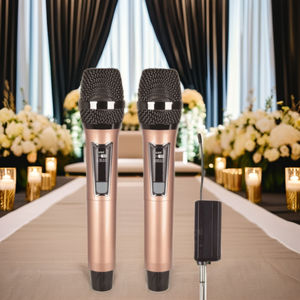 ไมโครโฟน UHF 2ช่องไมโครโฟน Vlogging คาราโอเกะไร้สายสำหรับ YouTube TikTok ร้องเพลง - Product Image 2