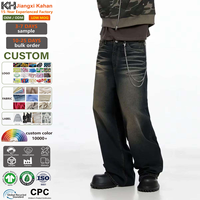 Jean en denim pour homme 100% coton, coupe bootcut, style streetwear vintage, avec logo personnalisé, coupe droite et large, effet délavé Whisker Monkey, fabrication sur mesure