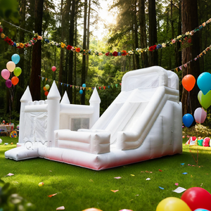 Château gonflable de mariage blanc QY Built, château gonflable à sauter, fosse à balles, toboggan aquatique gonflable, garantie de 3 ans, installation facile - Product Image 1