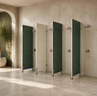 Panneaux de séparation de salle de bain en acier inoxydable 304 HPL commercial, cabines de douche polies et étanches pour hôtels, appartements, style moderne